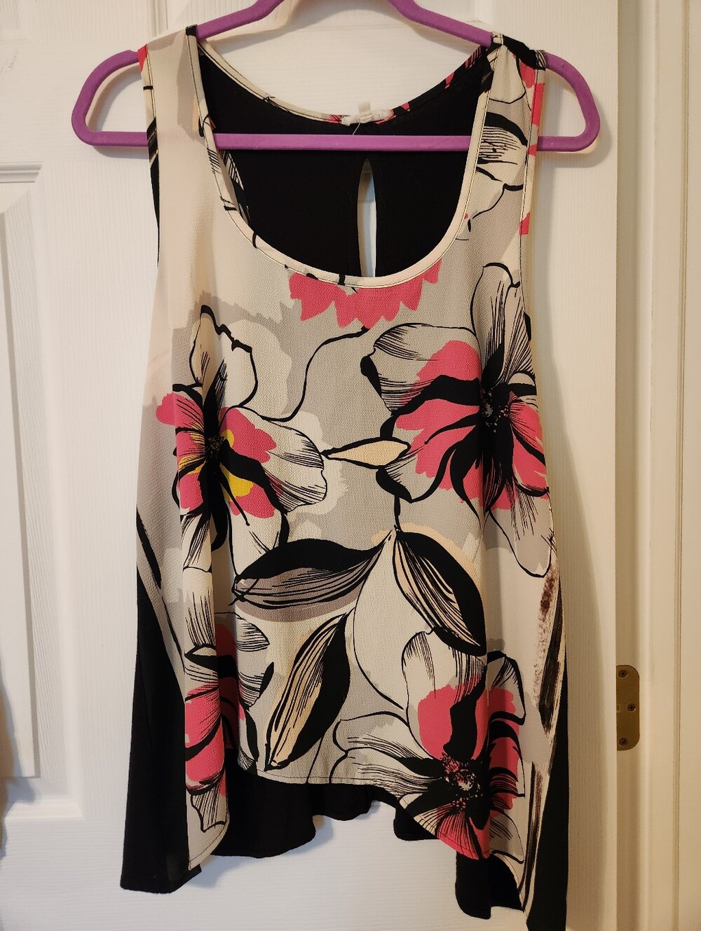 Weston, Floral Sleeveless Tank Top - Pink & Black, sz XL